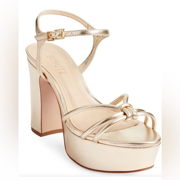 Schutz Kelsie Platform Sandal in Metallic Platina - Picture 2 of 16